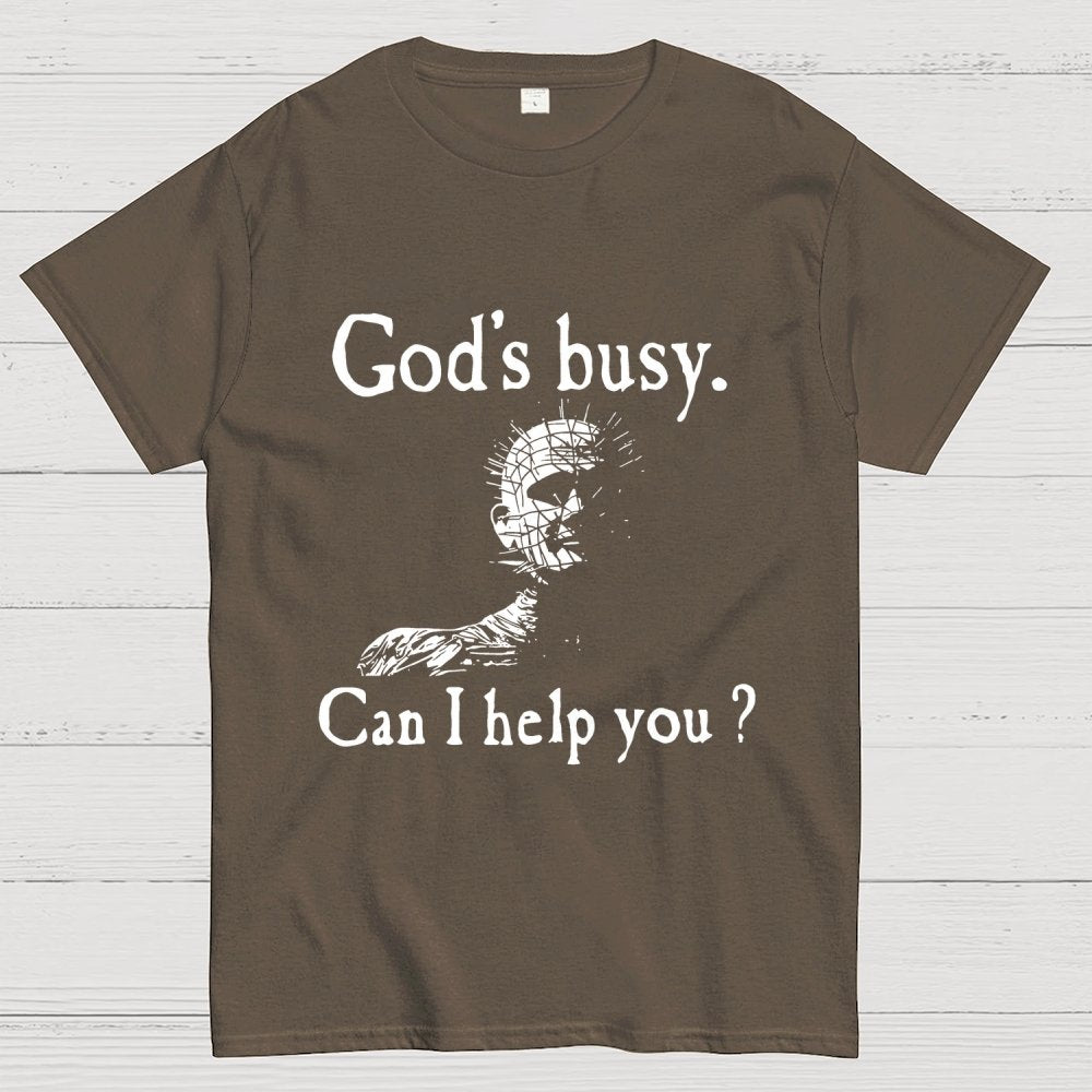 God's Busy Can I Help You? Unisex Geek T-Shirt