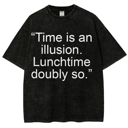 Douglas Adams - “Time is an illusion. Lunchtime doubly so.” Vintage Distressed T-shirt