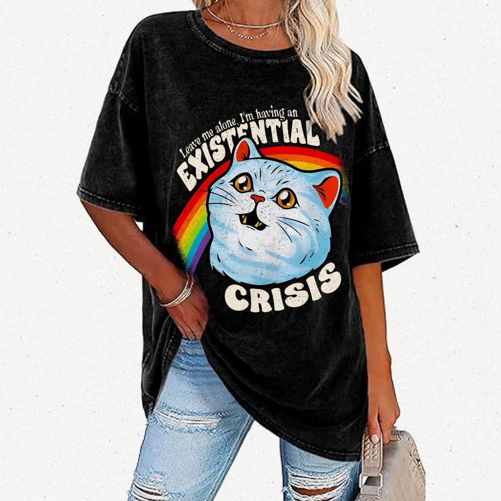 Existential Crisis Cat Vintage Distressed T-shirt