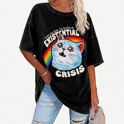 Existential Crisis Cat Vintage Distressed T-shirt