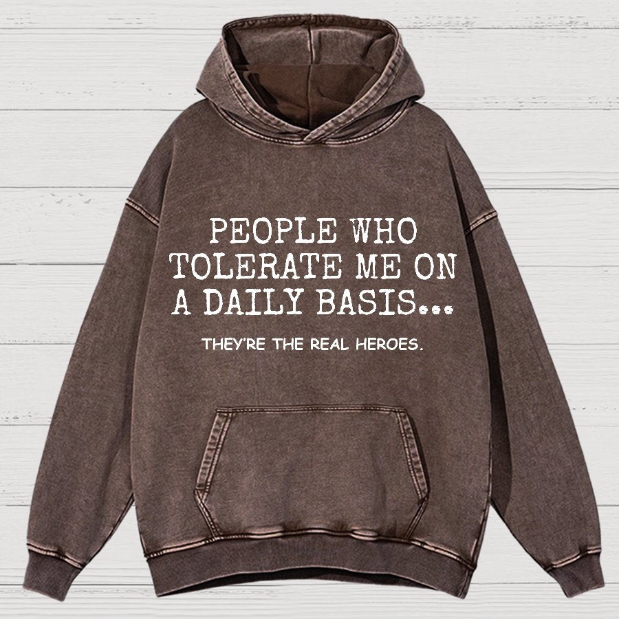 People Who Tolerate Me On A Daily Basis Sarcasm Vintage Distressed Hoodie