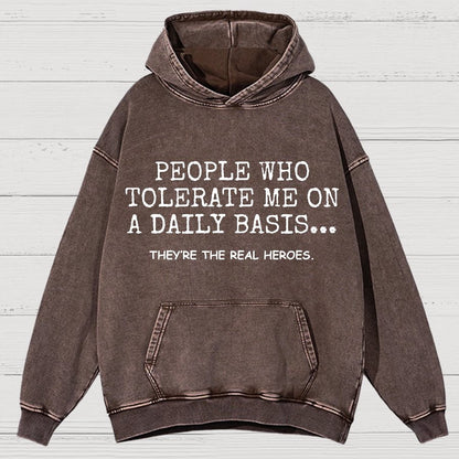 People Who Tolerate Me On A Daily Basis Sarcasm Vintage Distressed Hoodie