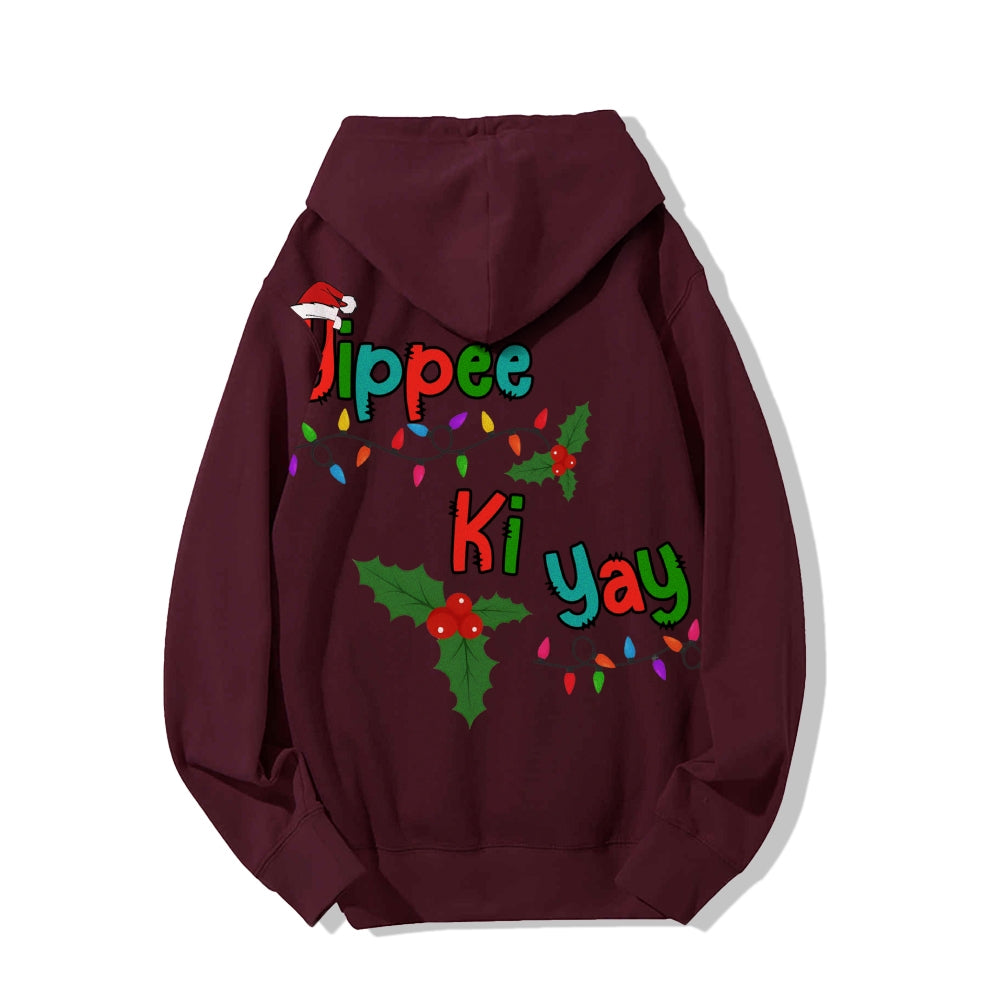 Yippee Ki Yay Christmas Printed Back Cotton Hoodie