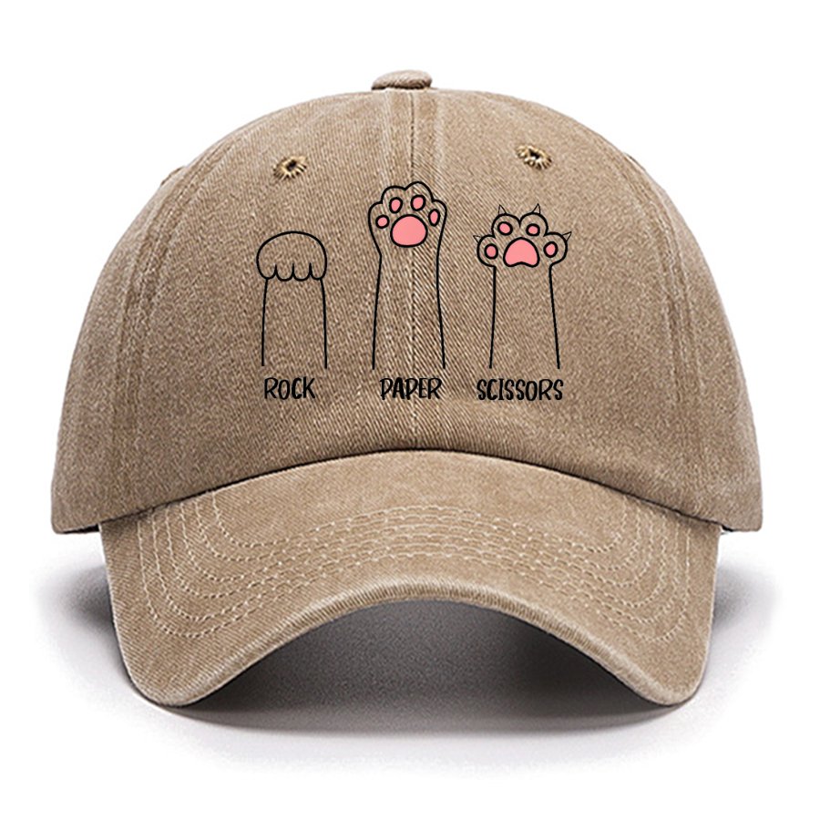 Rock Paper Scissors Hand Game Cute Paw Funny Cat Cotton Hat