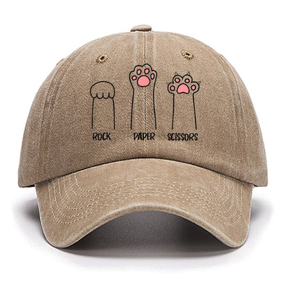 Rock Paper Scissors Hand Game Cute Paw Funny Cat Cotton Hat