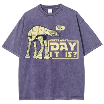 Pew Pew！Guess What Day It Is？ Vintage Distressed T-shirt