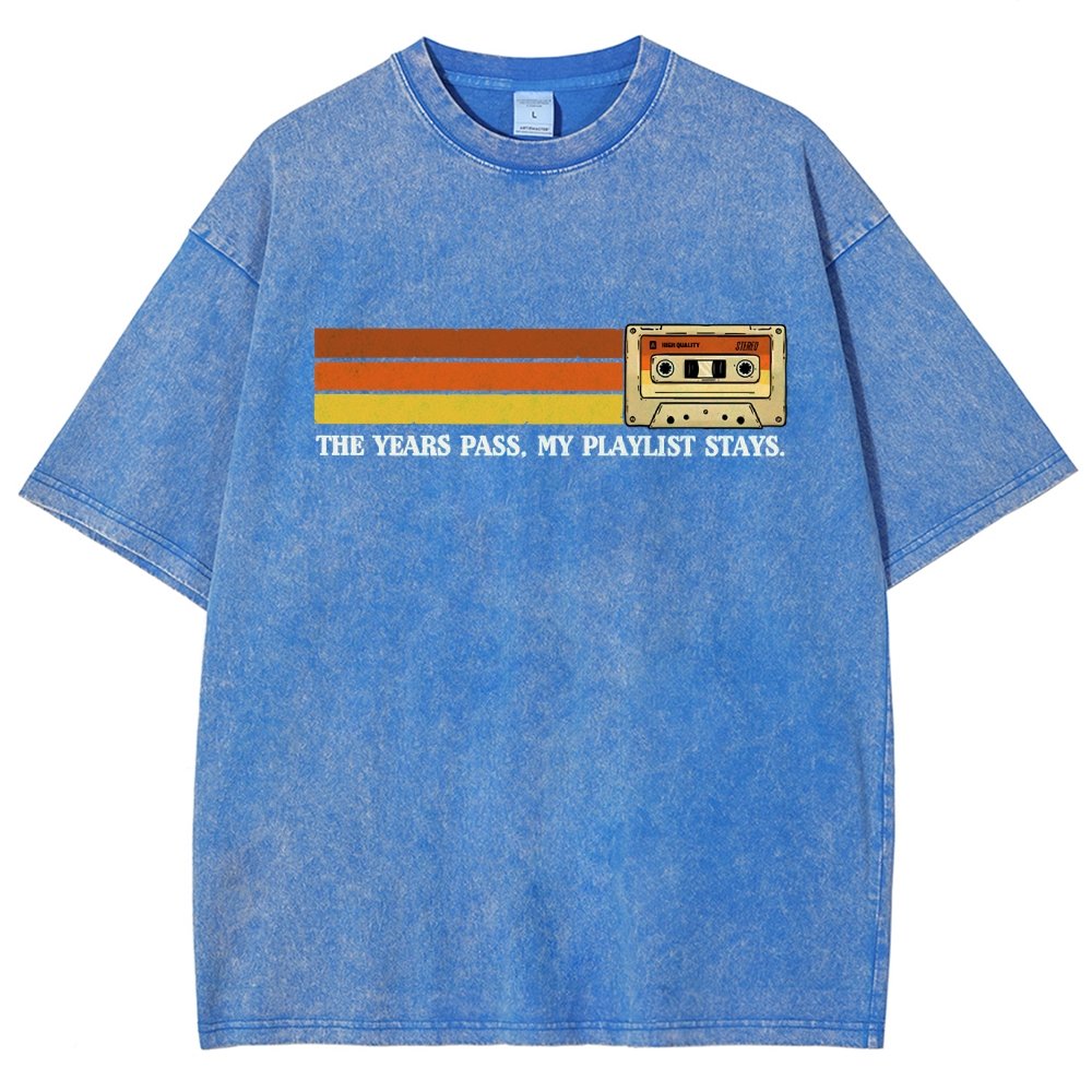 The Years Pass My Playlist Stays Vintage Distressed T-shirt