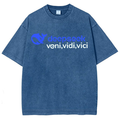 Deepseek R1 Graphic Vintage Distressed T-shirt