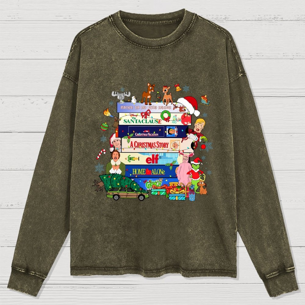 90s Style Christmas Washed Long Sleeve Tee