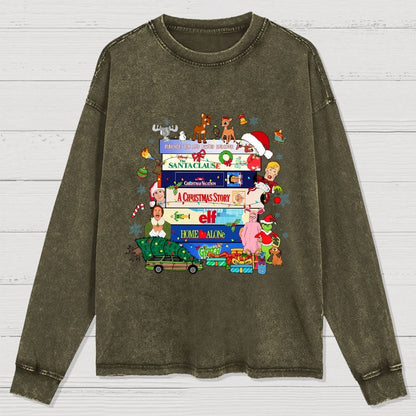 90s Style Christmas Washed Long Sleeve Tee
