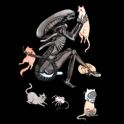 Funny Alien And Cat Geek T-Shirt