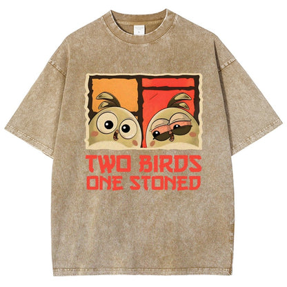 Two Birds One Stoned Vintage Distressed T-shirt