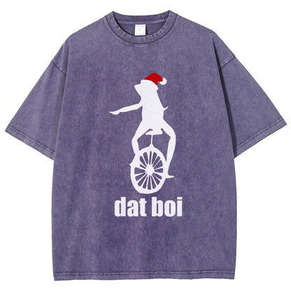 Christmas Here Comes Dat Boi Waddup Meme Vintage Distressed T-shirt