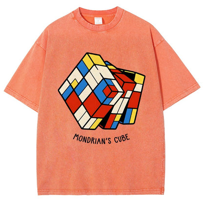 The Mondrian Rubik Cube Vintage Distressed T-shirt