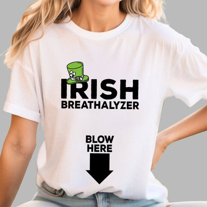 Irish Breathalyzer Blow here Funny St Patrick's Geek T-Shirt