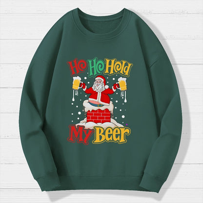 Ho Ho Hold My Beer Christmas Geek Cotton Sweatshirt