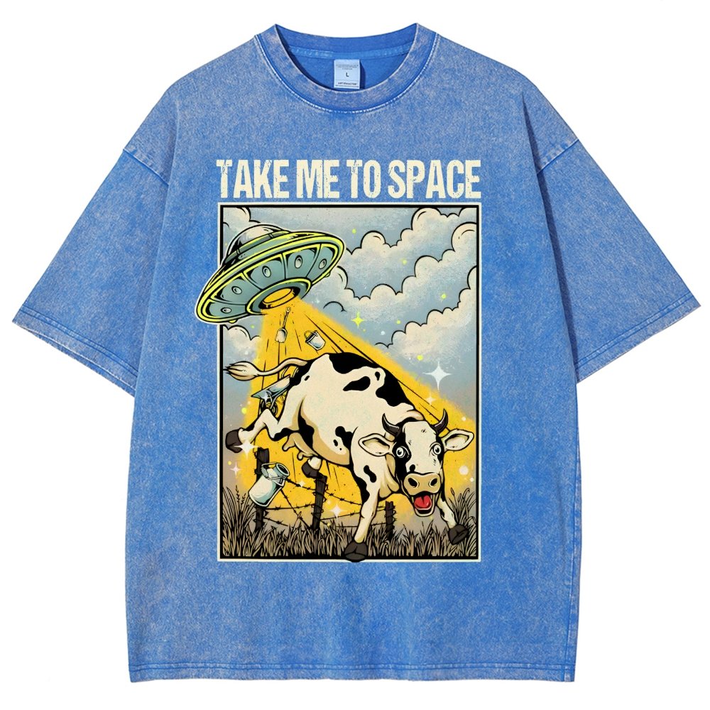 Take Me to Space - Alien Cow Abduction Vintage Distressed T-shirt