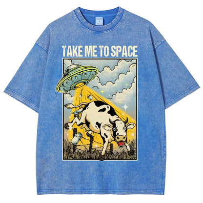 Take Me to Space - Alien Cow Abduction Vintage Distressed T-shirt