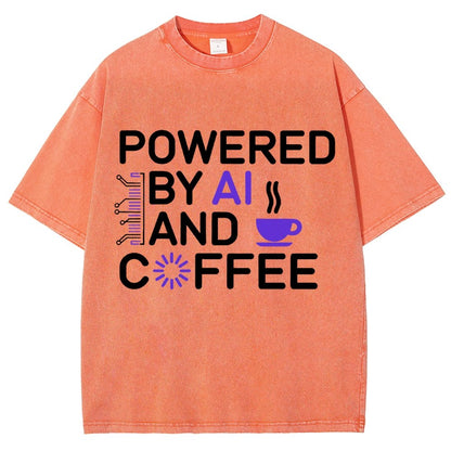 Powered By AI And Coffee Vintage Distressed T-shirt