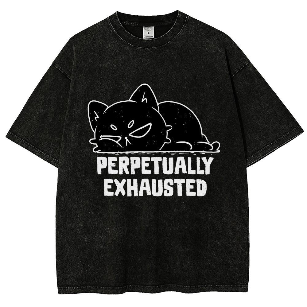 Perpetually Exhausted Cat Vintage Distressed T-shirt