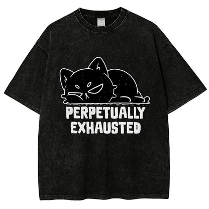 Perpetually Exhausted Cat Vintage Distressed T-shirt