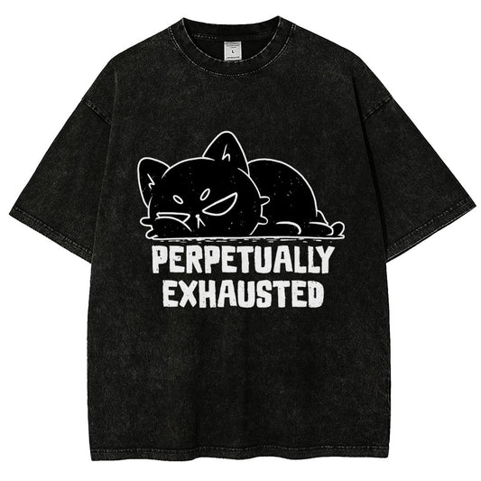 Perpetually Exhausted Cat Vintage Distressed T-shirt