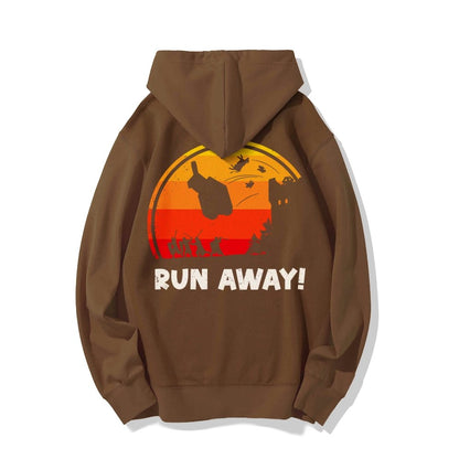 Run Away Printed Back Unisex Cotton Hoodie
