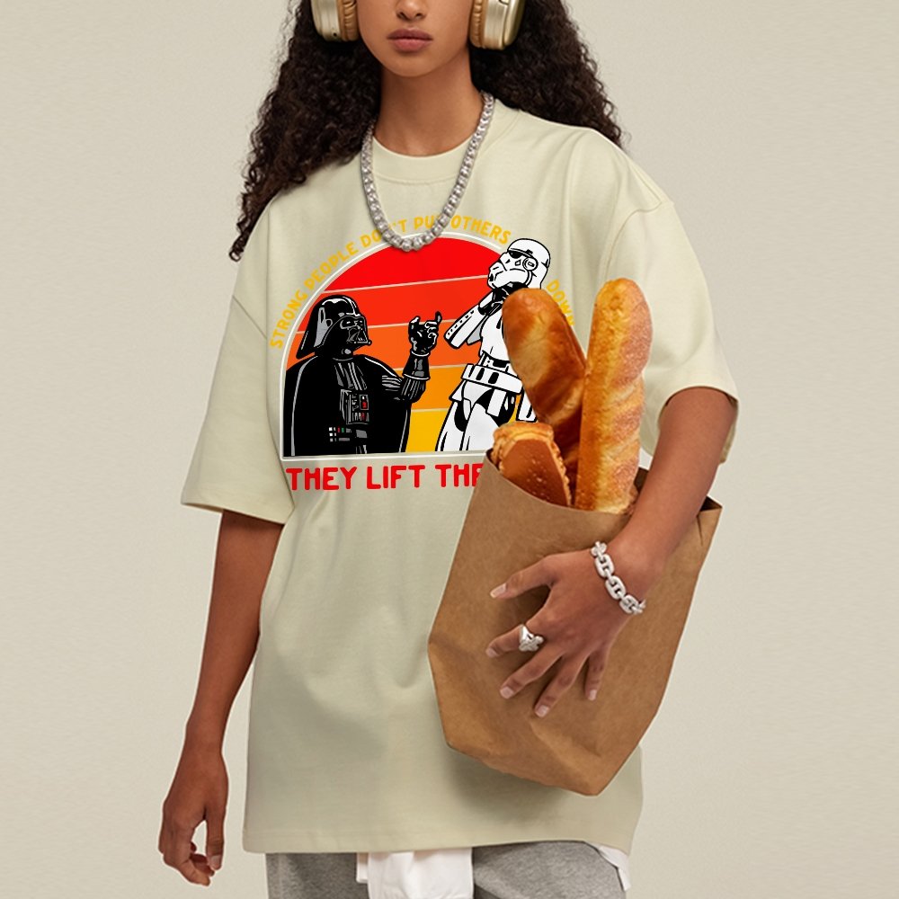 Strong People Graphic Vintage Distressed Washed T-shirt