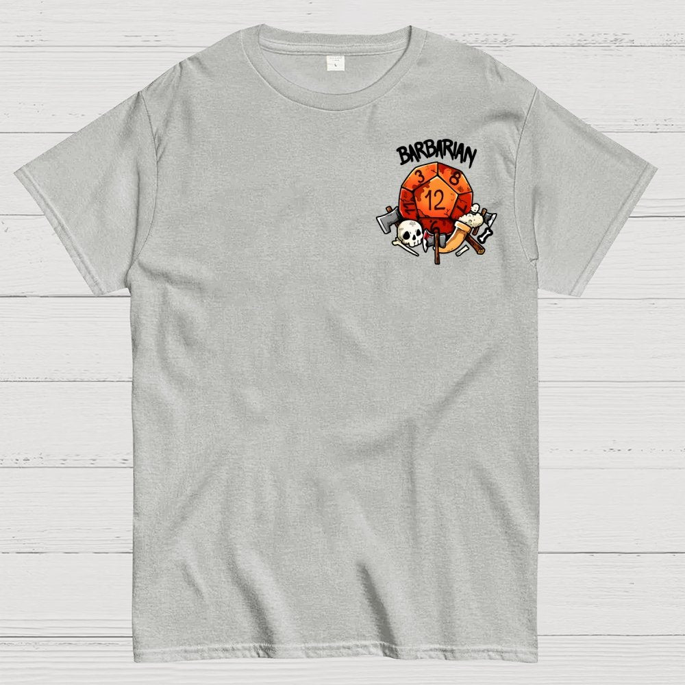 Barbarian Dice Game Front And Back Printing Geek T-Shirt