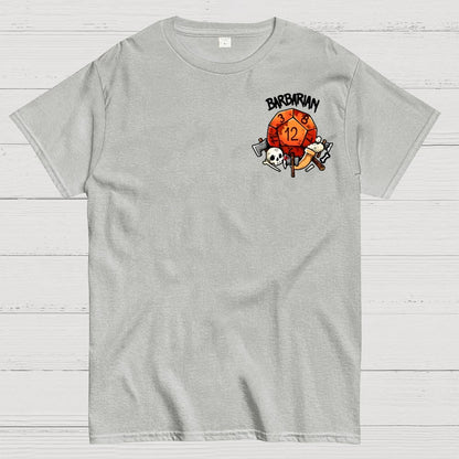 Barbarian Dice Game Front And Back Printing Geek T-Shirt