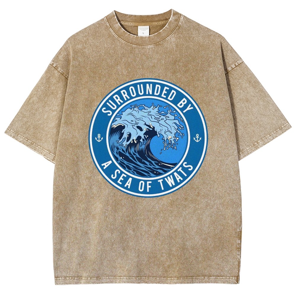 Surrounded By A Sea Of Twats Vintage Distressed T-shirt