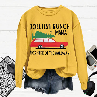 Jolliest Bunch Of MaMa Christmas Cotton Pullover Sweatshirt