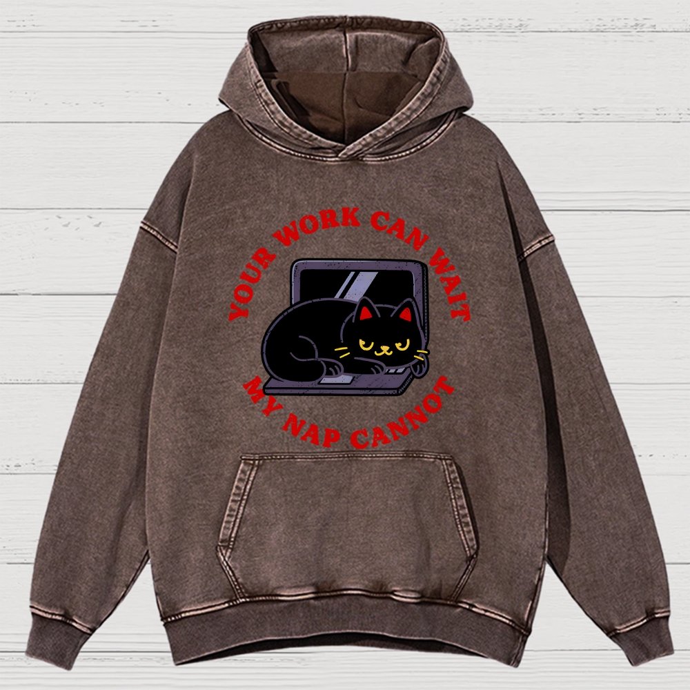 Work Can Wait Nap Cannot Vintage Distressed Hoodie