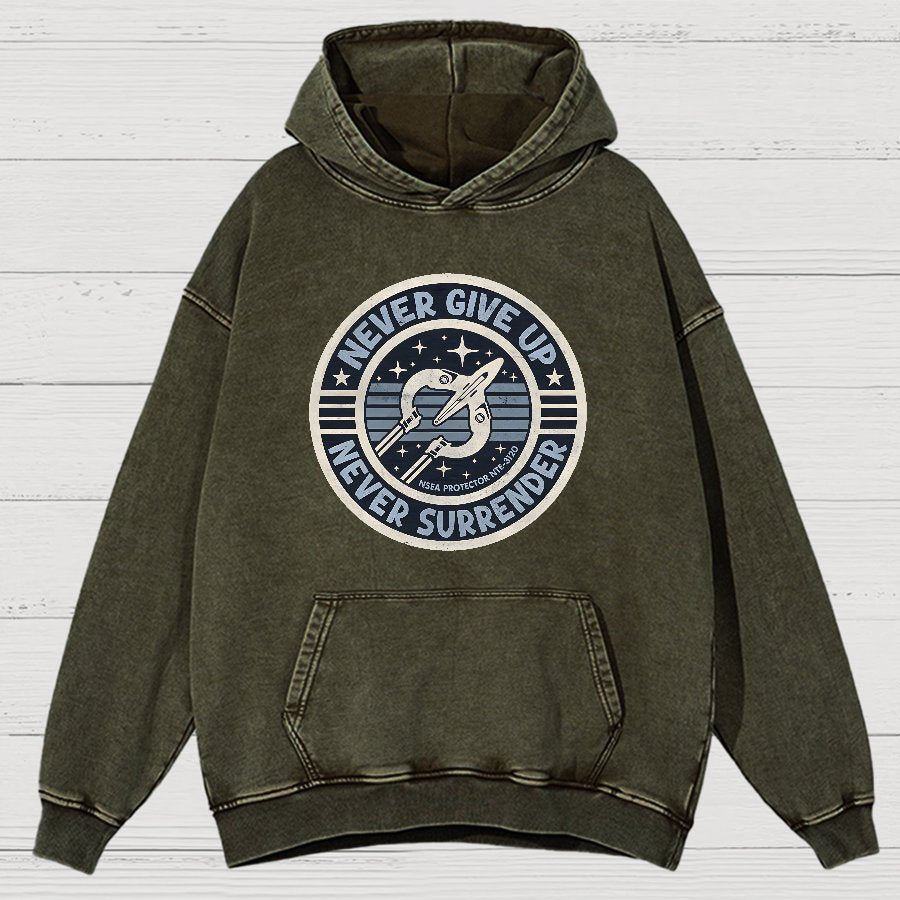 Never Give Up Never Surrender! Vintage Distressed Hoodie