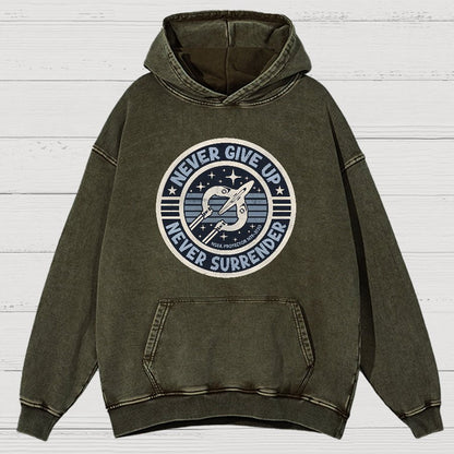 Never Give Up Never Surrender! Vintage Distressed Hoodie