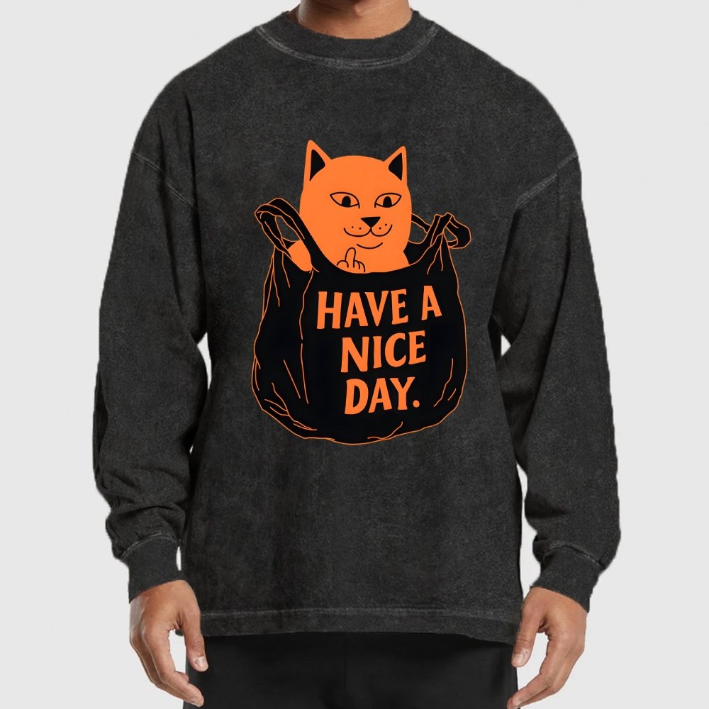 Have A Nice Day Washed Long Sleeve Tee
