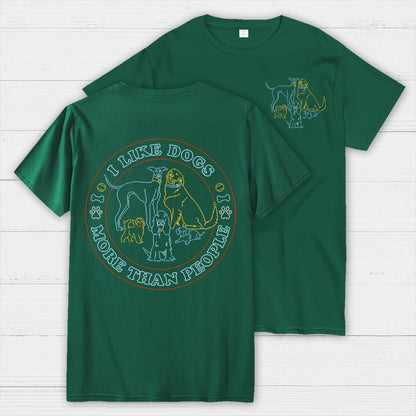 I Like Dogs More Than People Front And Back Printing Geek T-Shirt
