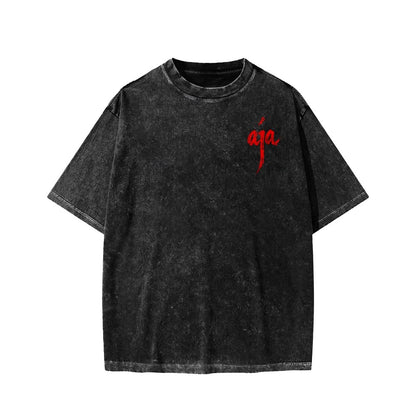 Aja Front And Back Printing Washed T-shirt