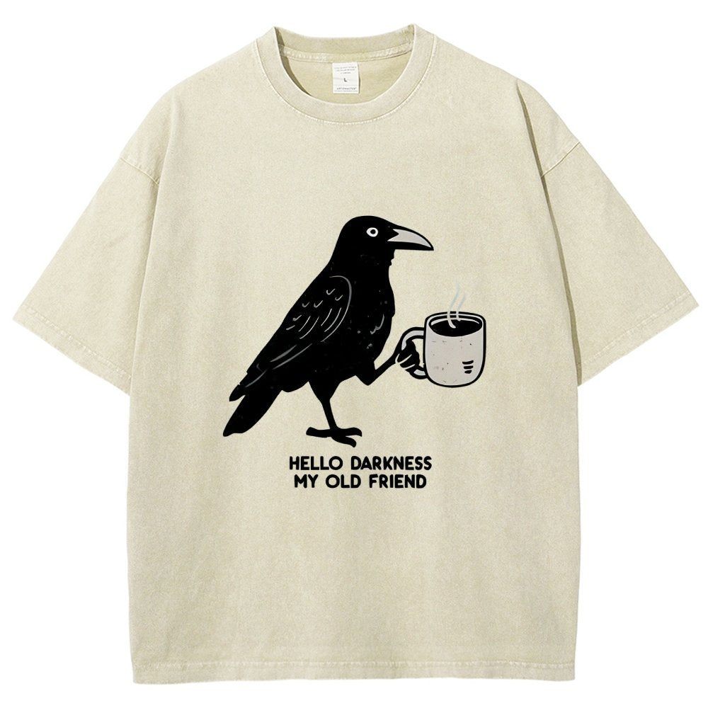 Raven Crow Coffee Vintage Distressed T-shirt