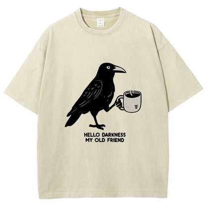 Raven Crow Coffee Vintage Distressed T-shirt