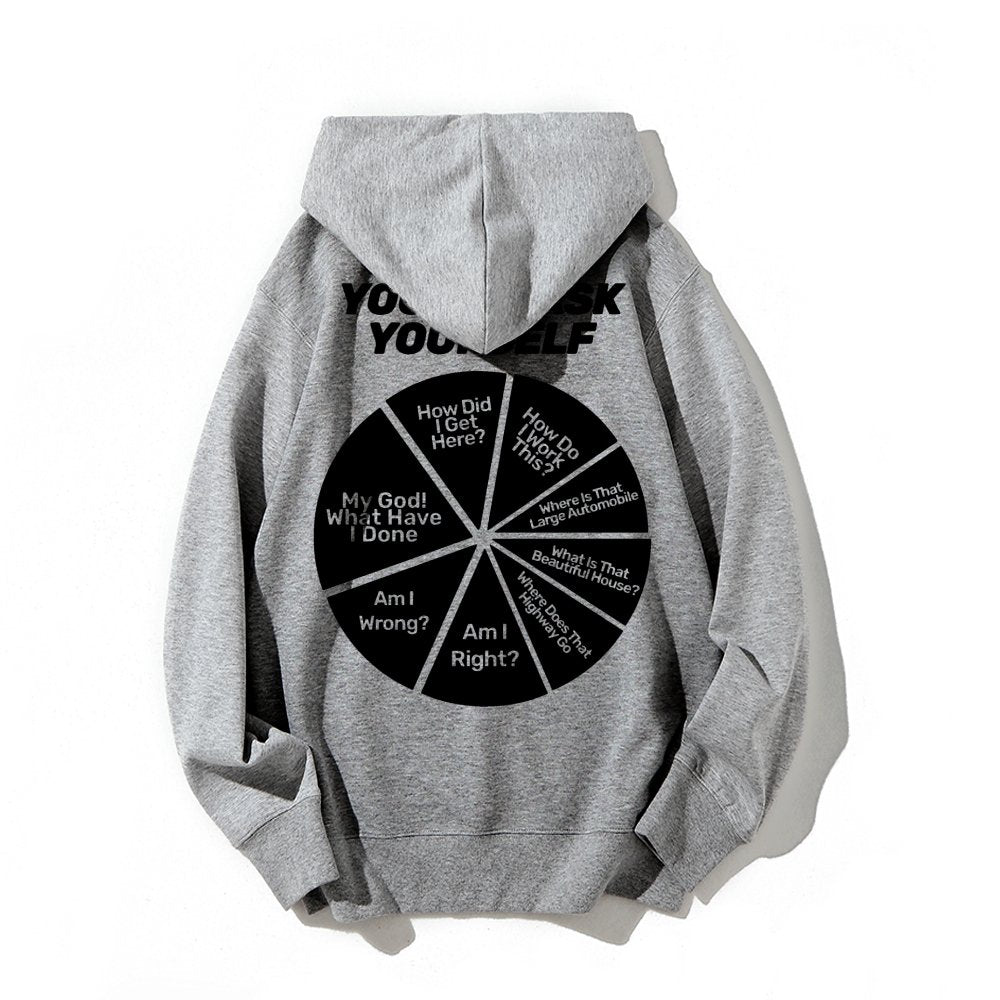 You May Ask Yourself Printed Back Cotton Hoodie