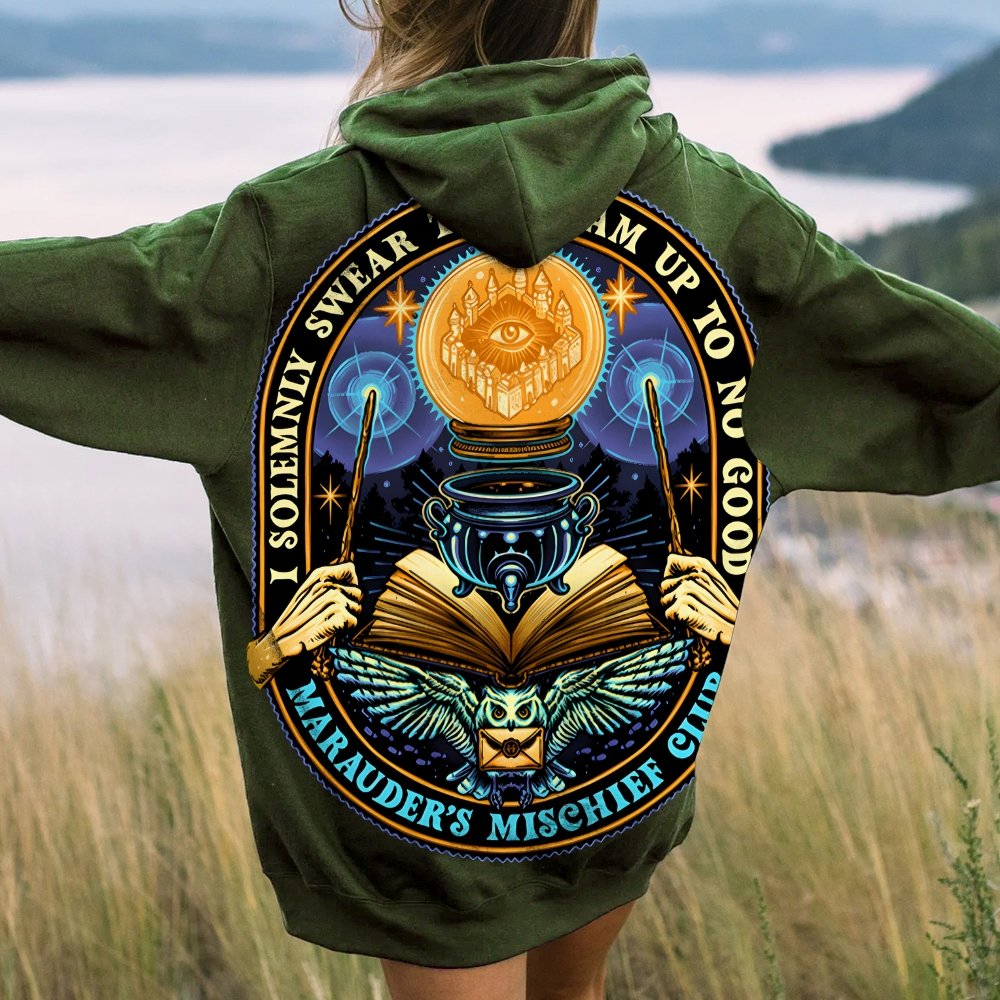 Mischief Club Printed Back Cotton Hoodie