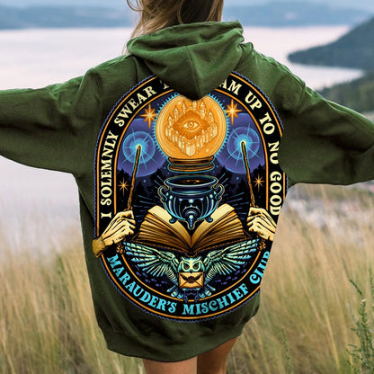 Mischief Club Printed Back Cotton Hoodie