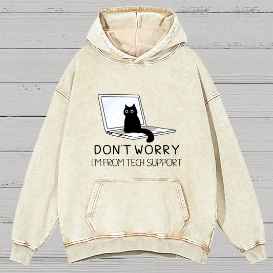 Funny Cat Tech Support  Vintage Distressed Hoodie