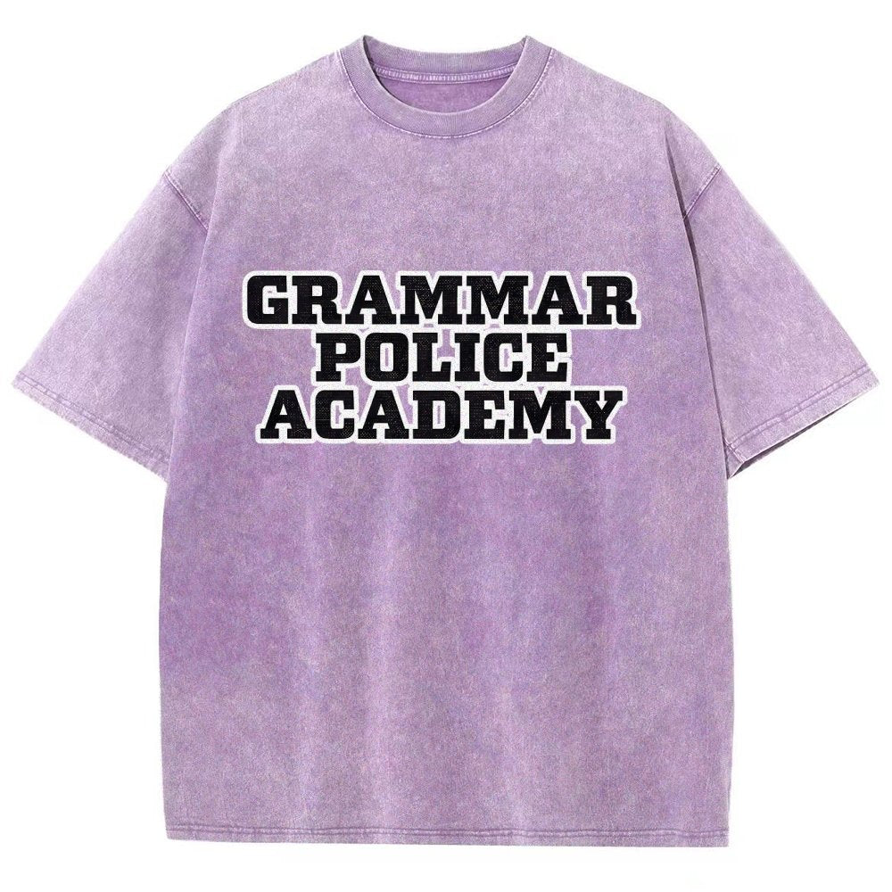Grammar Police Academy Vintage Distressed T-shirt