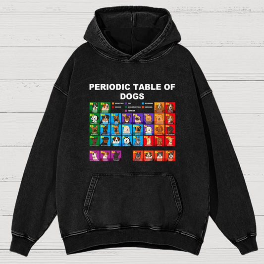 Periodic Table of Dogs  Dog Lover  Funny Science Vintage Distressed Hoodie