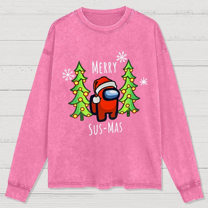 Merry Sus-Mas Christmas Washed Long Sleeve Tee