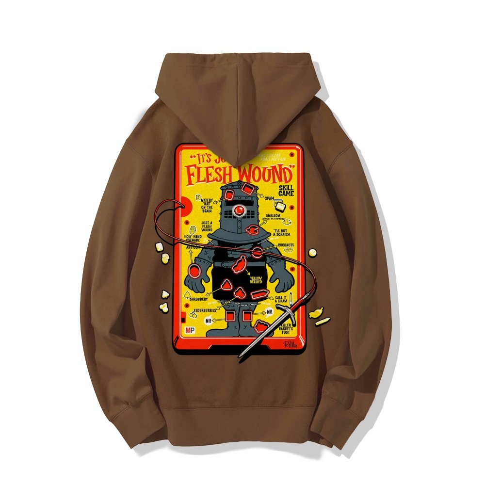 Flesh Wound Skill Game Nerdy Printed Back Cotton Hoodie