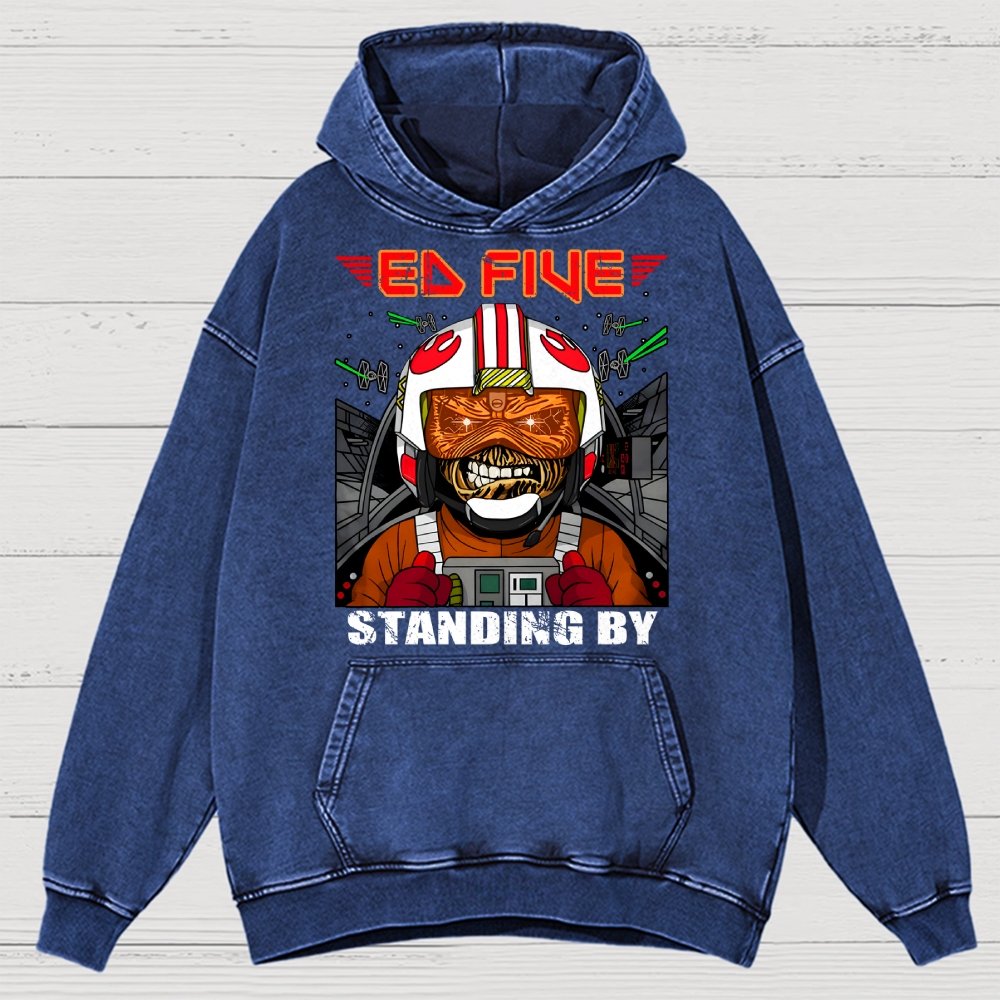 Ed Five Standing By Vintage Distressed Hoodie