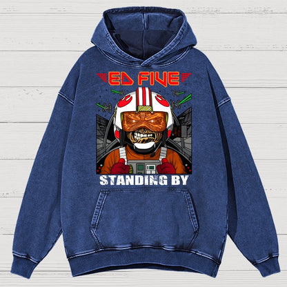 Ed Five Standing By Vintage Distressed Hoodie